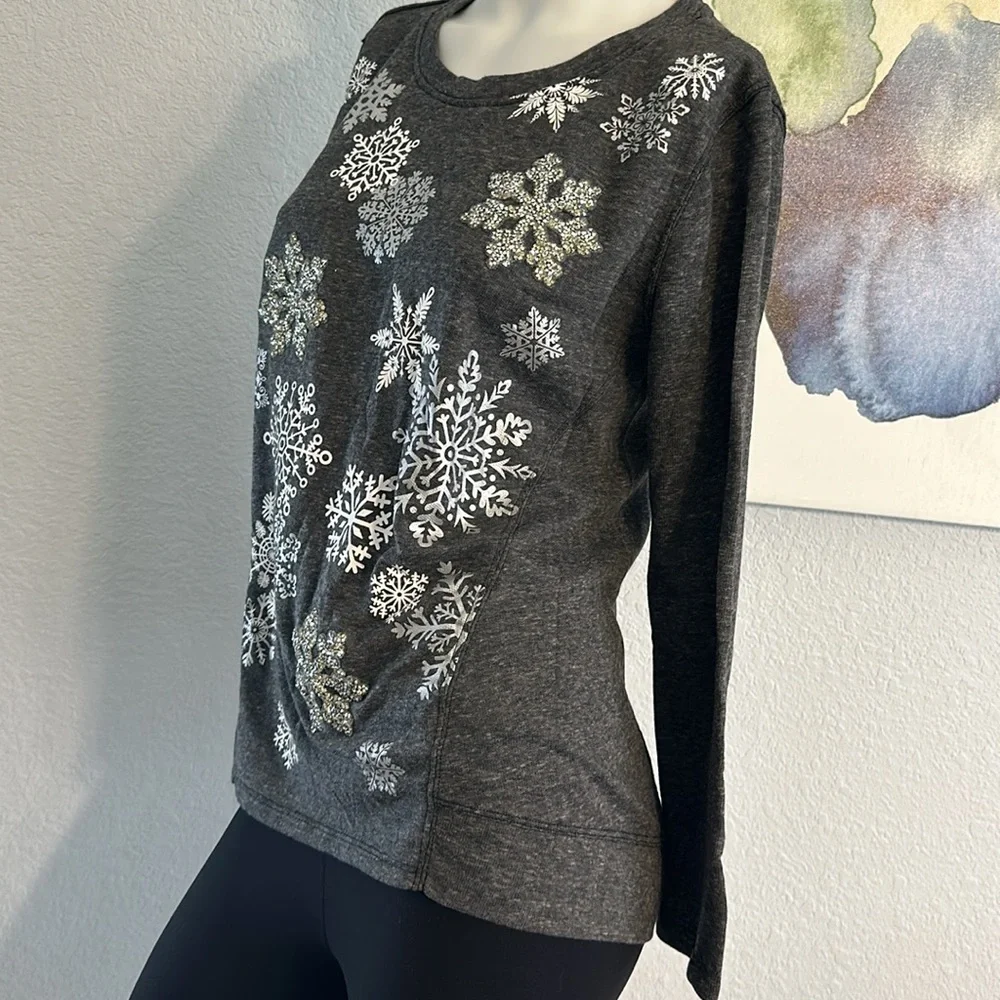 Style&co Womens Sweater Snowflakes Long Sleeve - Picture 1 of 8